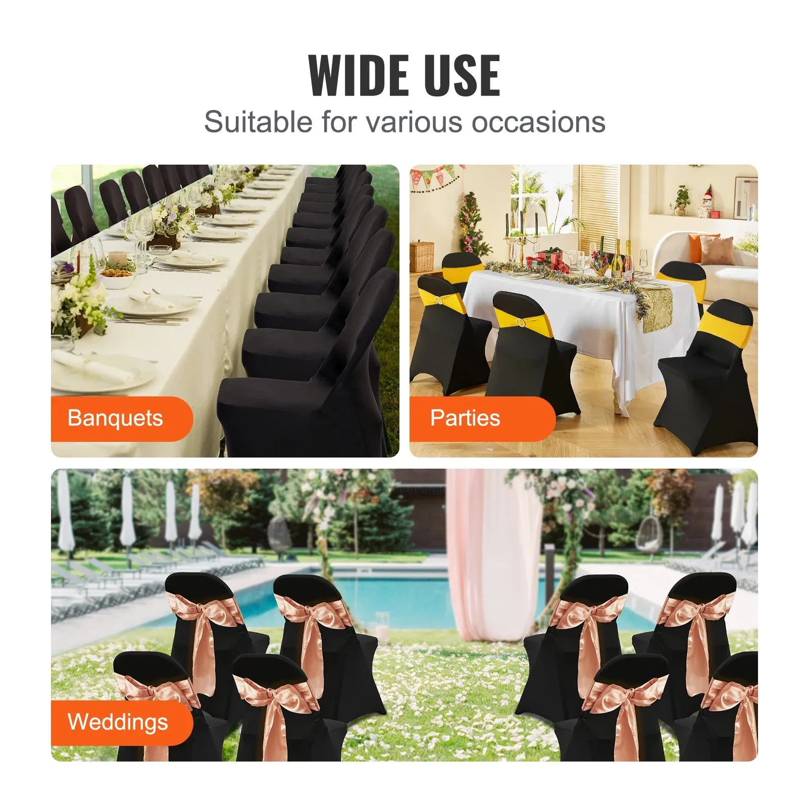 Washable Removable Protective Stretch Spandex Folding Chair Covers