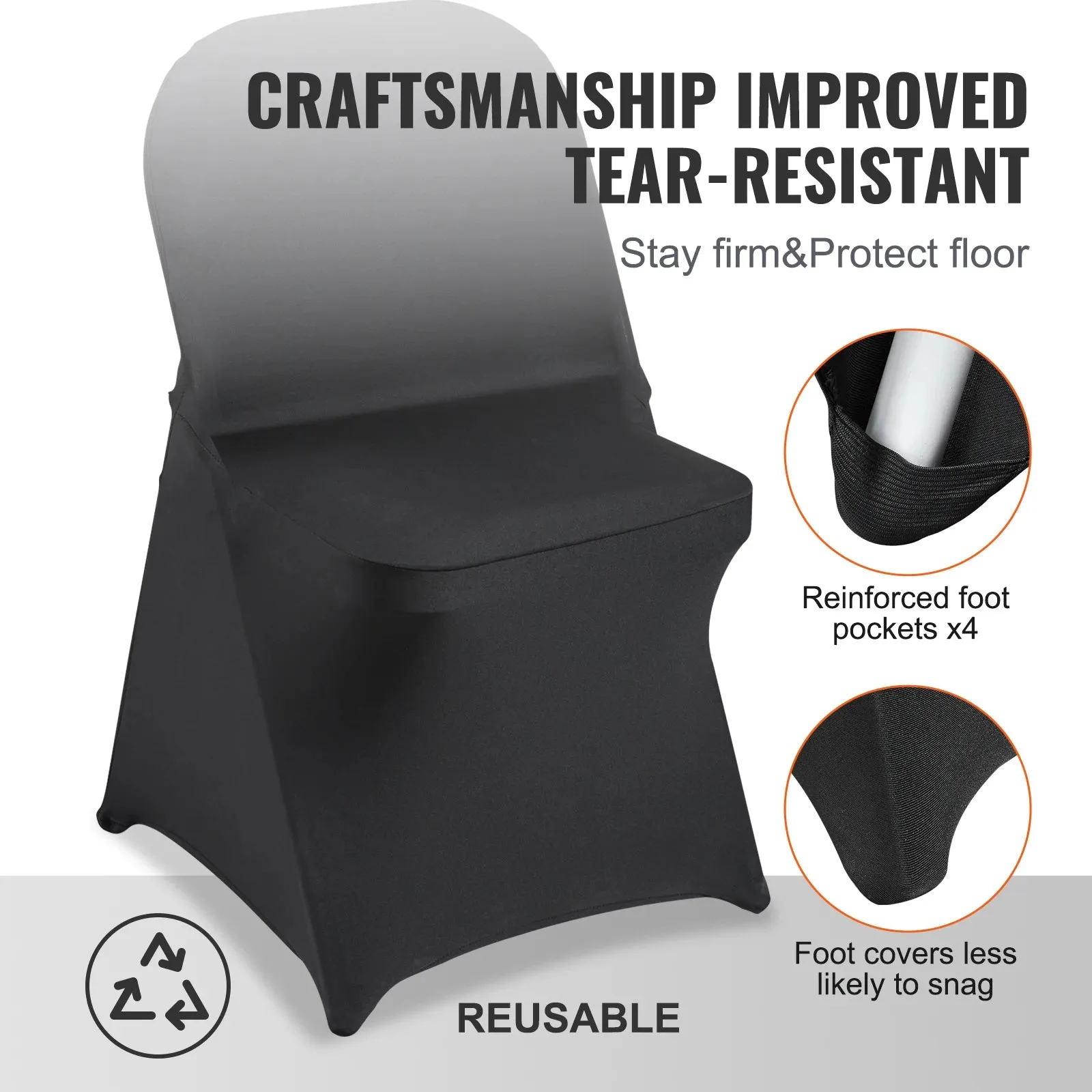 Washable Removable Protective Stretch Spandex Folding Chair Covers