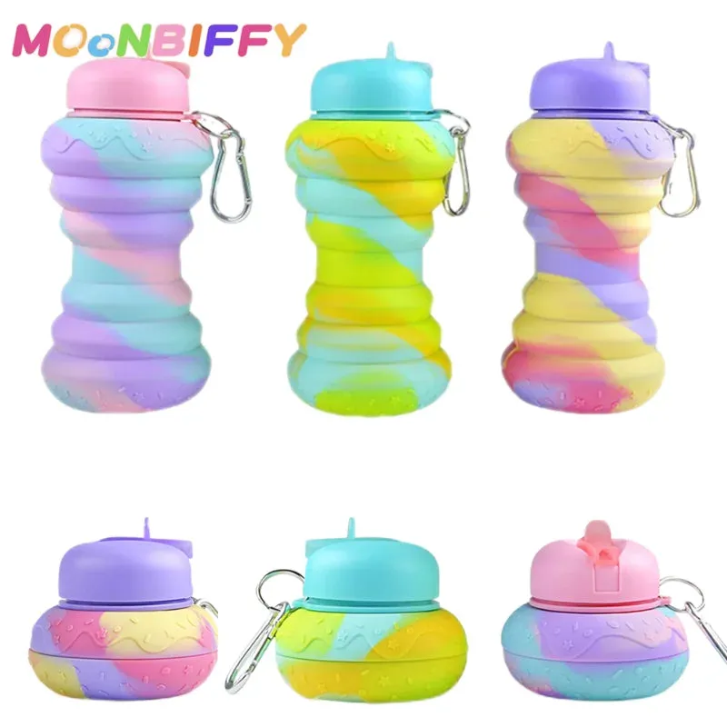 Water Bottle Twist Cap BPA Free Silicone Foldable Water Bottle 550ml.