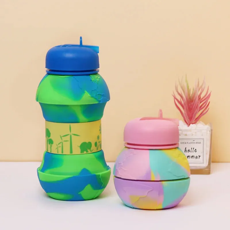 Water Bottle Twist Cap BPA Free Silicone Foldable Water Bottle 550ml.