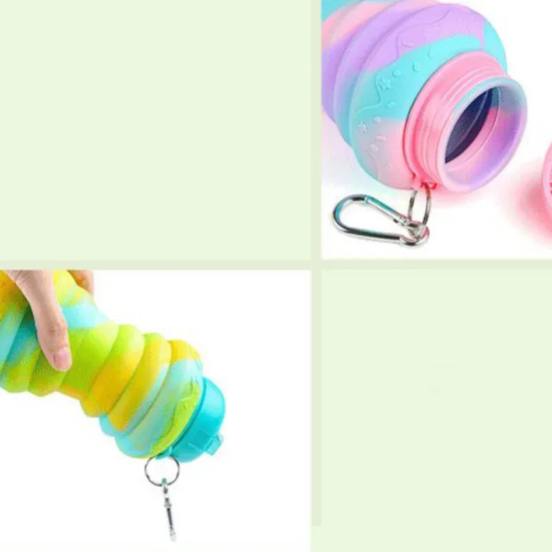 Water Bottle Twist Cap BPA Free Silicone Foldable Water Bottle 550ml.