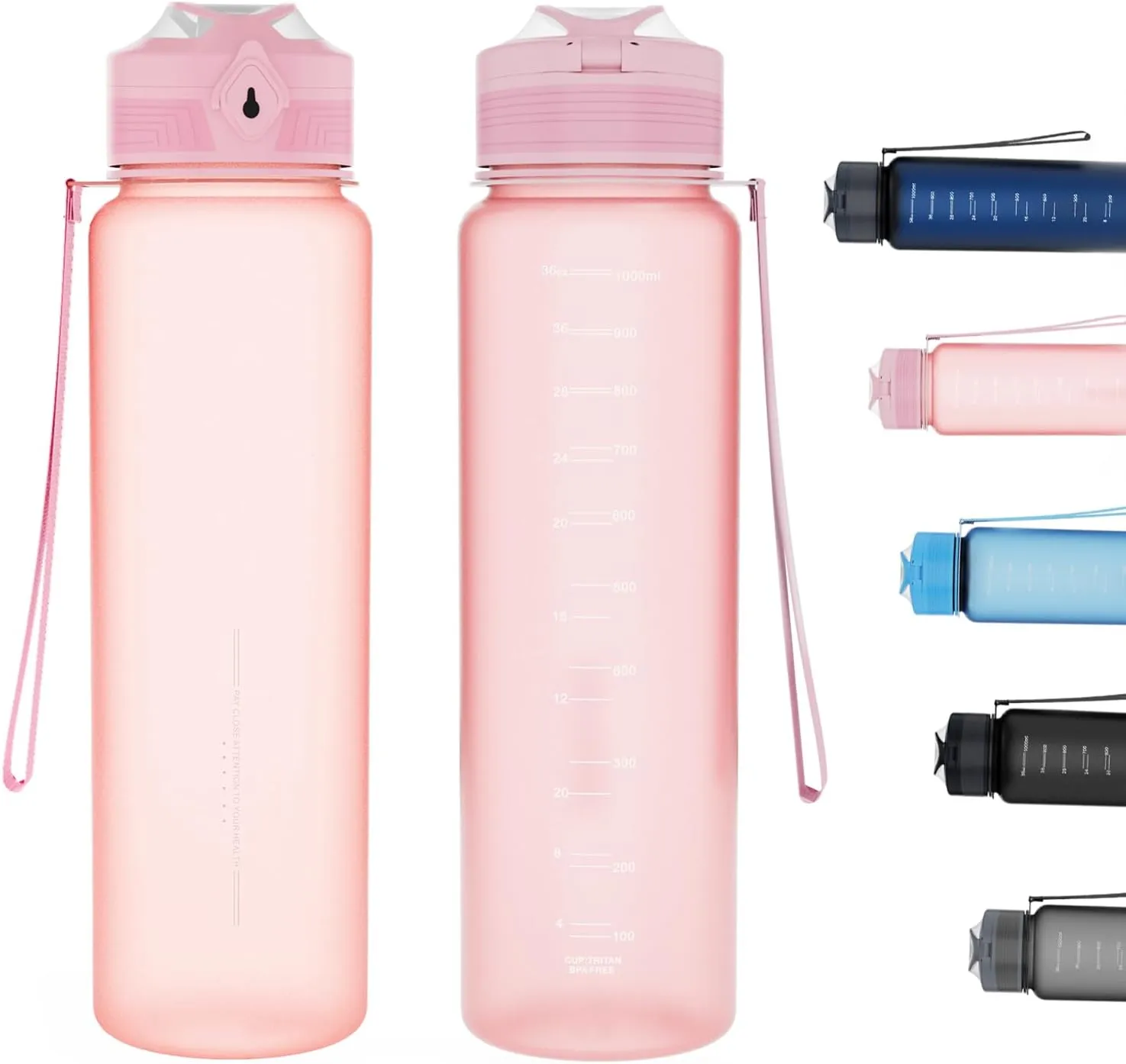 Water Bottles 1L BPA Free Sport Drinking Bottle,Leak Proof,Durable Water Bottle with Filter,Non-Toxic Canteen Bottle(Black, Pink, Grey, Light Blue, Dark Blue) (Pink)