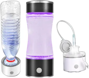 Water Purifiers, Hydrogen Rich Water Bottle Portable Hydrogen Water Generator SPE & PEM Technology Ionizer Make Hydrogen Content Up to 1300-1600 PPB with H2 Inhale Kit, Mineral Water Adapter 330Ml