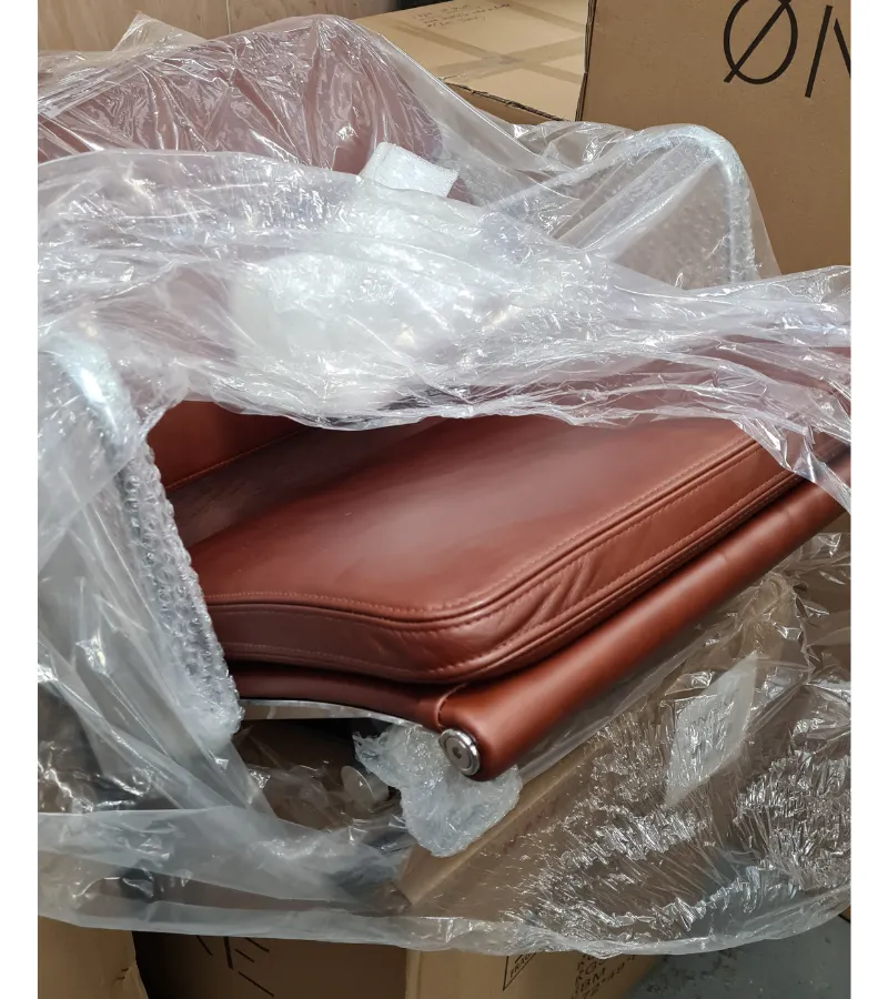 Waxed Leather Rich Brown Tan Eames 217 Style Swivel Office Chair