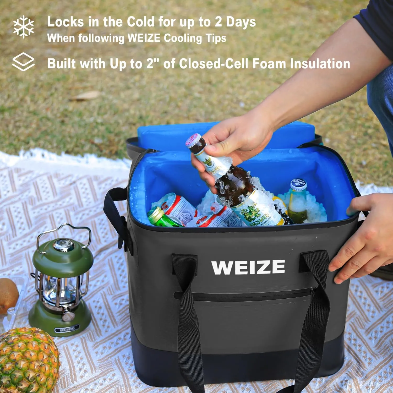 WEIZE 24 can Soft Cooler,Insulated Lunch Bag,Floating Cooler Leak-Proof with Zipper,Portable Ice Chest Bag for Beach, Drink, Beverage, Travel, Camping, Picnic, Car, Trips