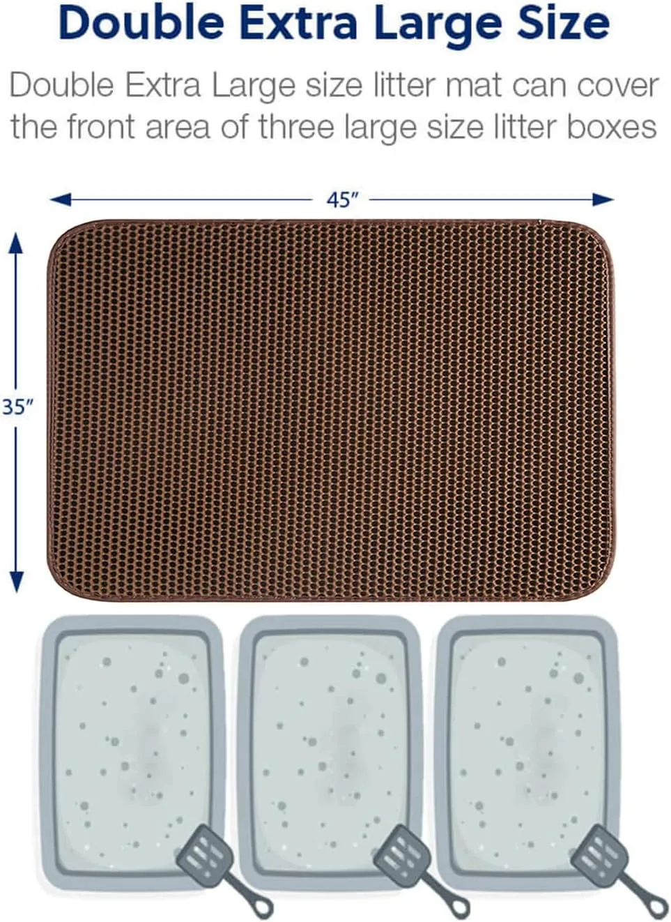 WePet Cat Litter Mat, Kitty Litter Trapping Mat, Honeycomb Double Layer Mats, No Phthalate, Urine Waterproof, Easy Clean, Scatter Control, Catcher Litter Tray Box Rug Carpet