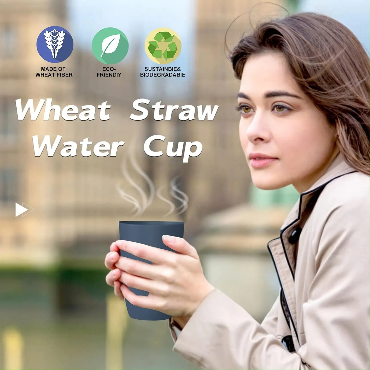 Wheat Straw Cups 6 PCS Good Alternative to Plastic Reusable Cups 20 oz Unbreakable Drinking Cup Reusable Dishwasher Safe Water Plastic Glasses Navy Blue