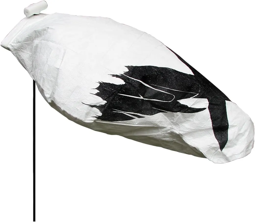 WHITE ROCK DECOYS Headless Snow Goose Windsocks, Durable Lightweight Windproof UV-Proof Stable 24" Fiberglass Stakes Waterfowl Hunting Decoys, 12-Pack