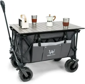 Whitsunday Collasible Wagon, Large Capacity 400Lbs, All-Terrain Wheels Heavy Duty Utility Wagon for Gardening Shopping Fishing Camping Outdoor Picnic Grey