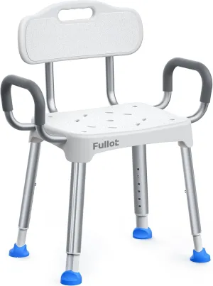 Widened Shower Chair for Inside Shower with Back & Arms, 400 lbs Heavy Duty & Adjustable Shower Chair for Elderly and Disabled, Non-Slip Shower Seat, Tub Bath Chair, Tool-Free, HSA/FSA Eligible