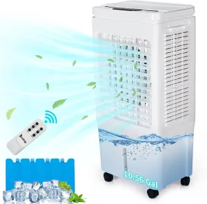 Winado Portable Swamp Cooler w/Remote Control, 2059 CFM Evaporative Air Cooler w/ 10.6 Gallon Water Tank, 3-in-1 Cooling Fan with 3 Speed & Auto Oscillation & 12H Timer for Home & Commercial 150W