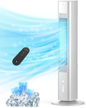 Windowless Portable Air Conditioners, 35" Evaporative Air Cooler w/1.2L Water Tank, 3 Ice Packs, 7H Timer, 60° Swing, No Hose No Window Needed, 3-IN-1 Portable AC Unit for Room Bedroom, Ivory