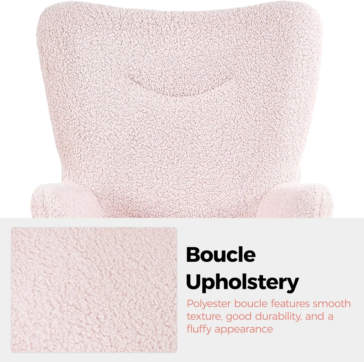 Yaheetech Accent Chair with Ottoman, Boucle Fabric Armchair Footstool, Modern and Cozy Vanity Chair with Golden Legs for Living Room, Lounge, Makeup Room, Bedroom, Pink