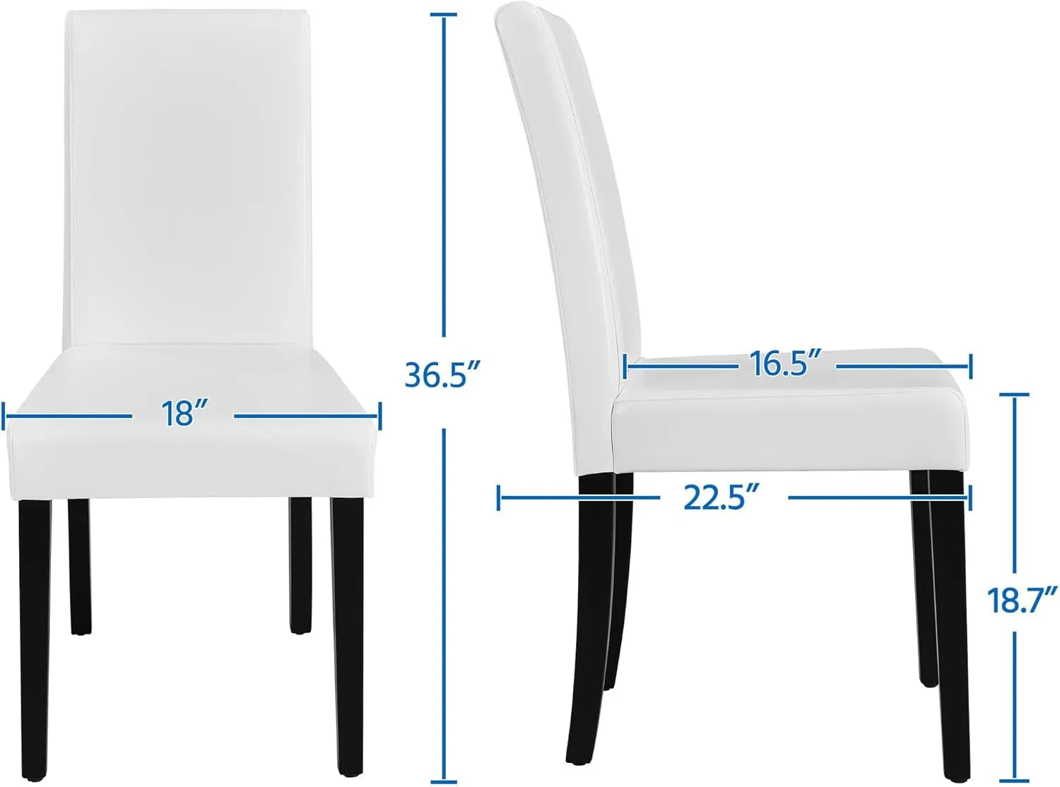 Yaheetech Dining Chair Set of 4 Faux Leather Parson Chair Modern Kitchen Living Room Side Chair Upholstered Padded Armless Chair with Solid Wood Legs, White
