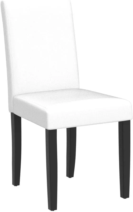 Yaheetech Dining Chair Set of 4 Faux Leather Parson Chair Modern Kitchen Living Room Side Chair Upholstered Padded Armless Chair with Solid Wood Legs, White