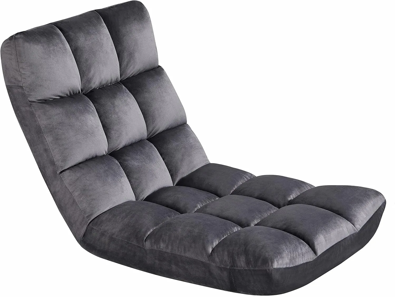 Yaheetech Floor Folding Chair with Back Support, Padded Folding Gaming Sofa Chair with 14 Adjustable Backrest, Adults Couch Recliner, Floor Seating Lounge Chair, Armless Meditation Chair, Gray