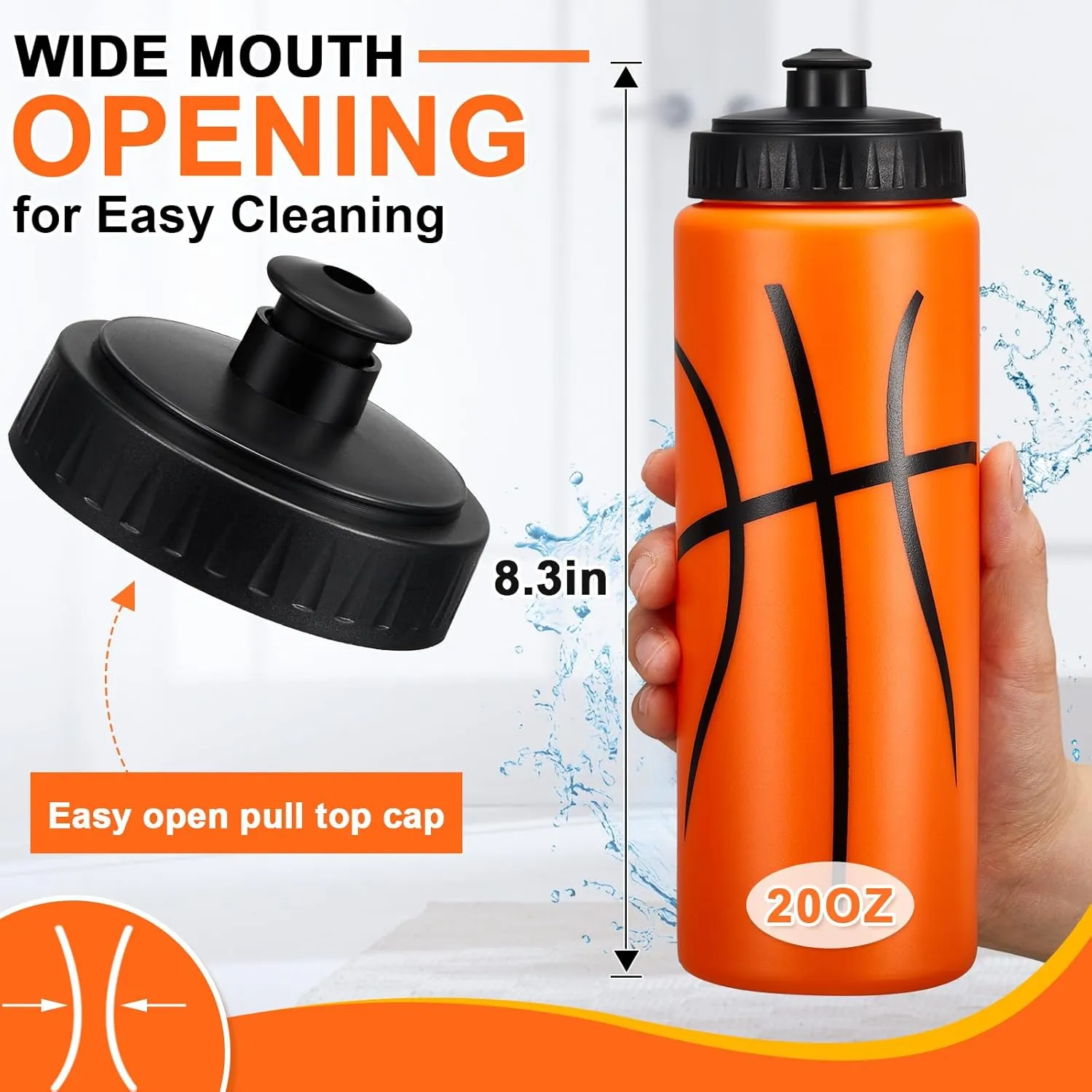 Yaomiao Basketball Water Bottle 20 oz Reusable BPA Free Squeeze Water Bottles Basketball Stuff for Team Sports Party Favors Gifts