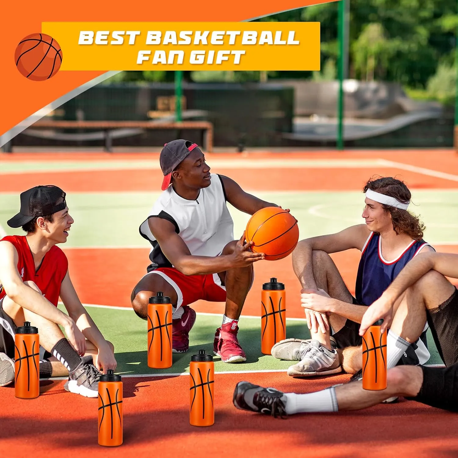 Yaomiao Basketball Water Bottle 20 oz Reusable BPA Free Squeeze Water Bottles Basketball Stuff for Team Sports Party Favors Gifts