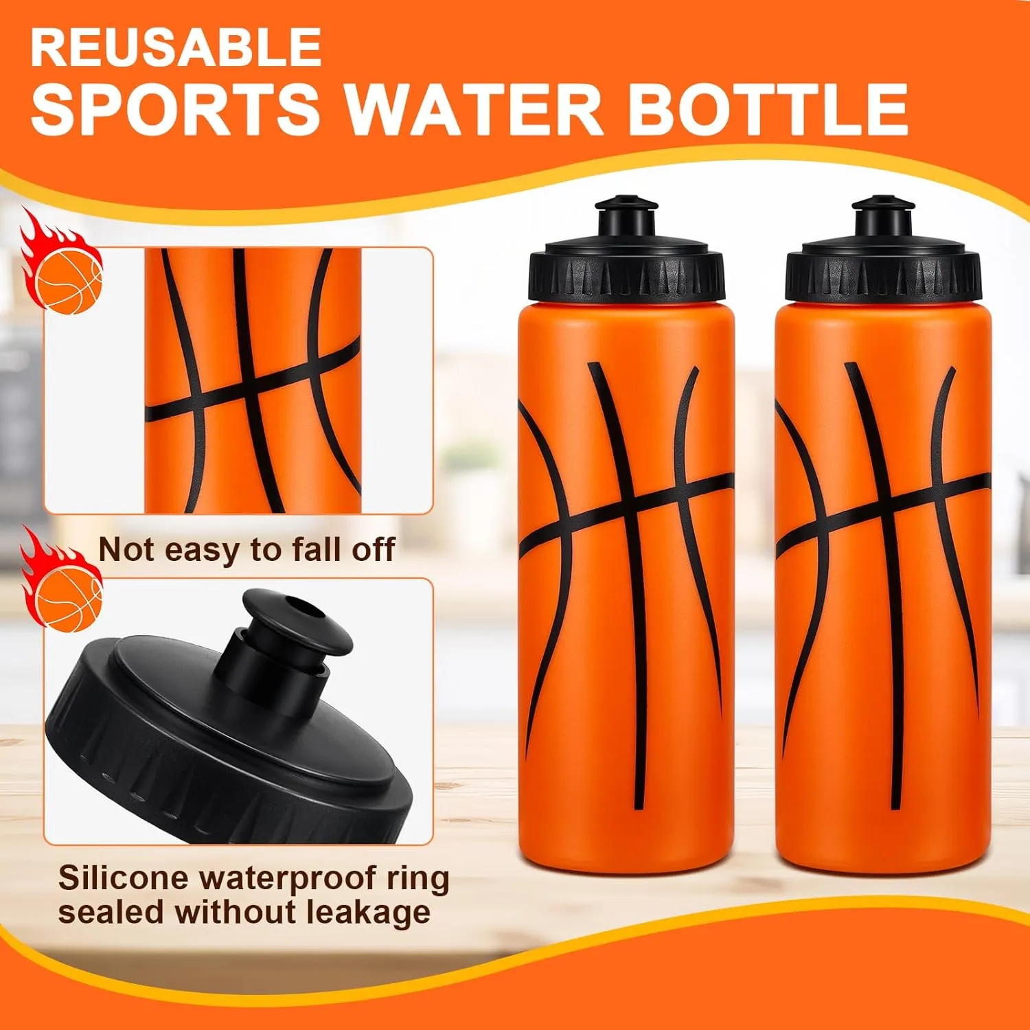 Yaomiao Basketball Water Bottle 20 oz Reusable BPA Free Squeeze Water Bottles Basketball Stuff for Team Sports Party Favors Gifts