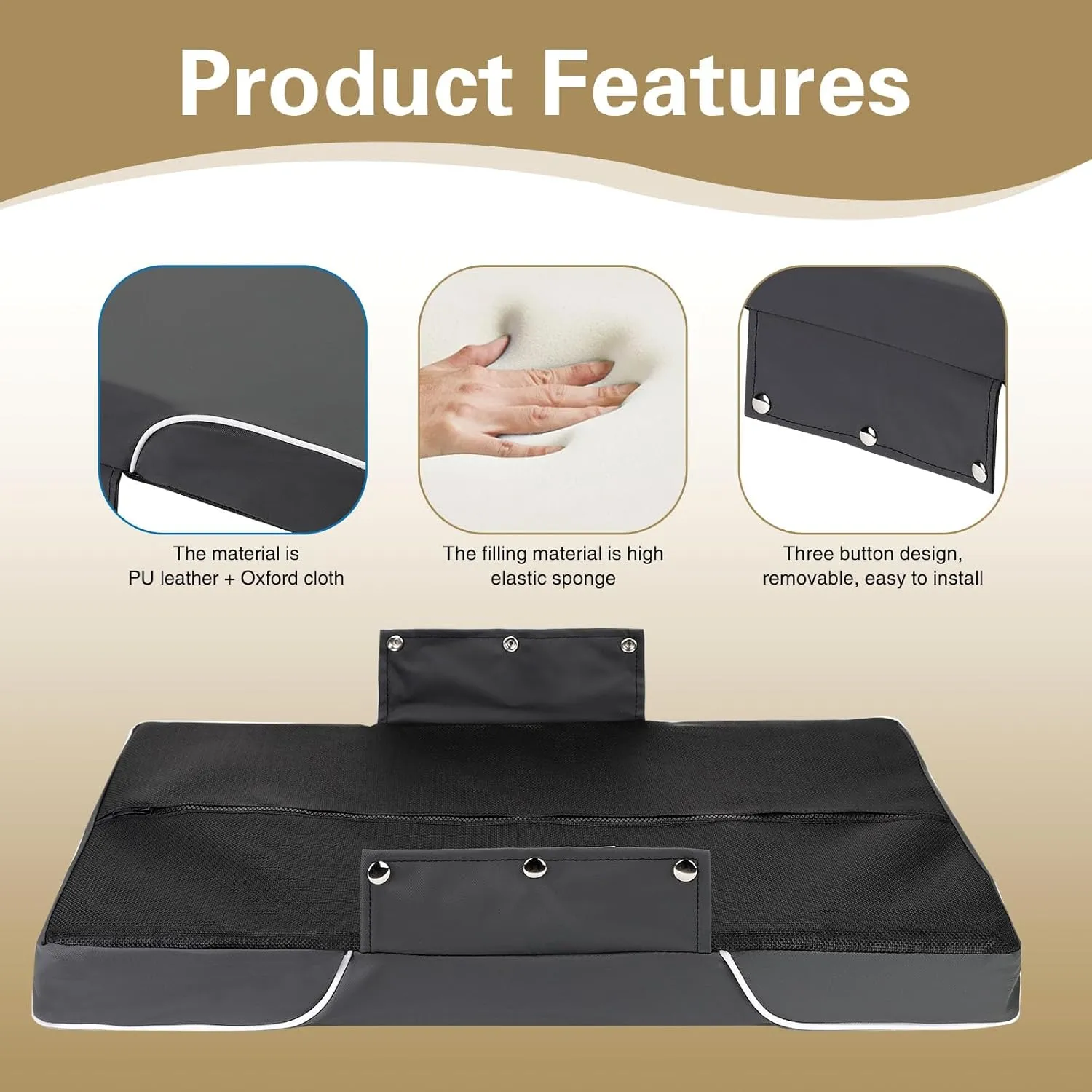 YETI Seat Cushion for Coolers (Snap-on Fitting), Made of PU Leather, Waterproof and UV-Resistant