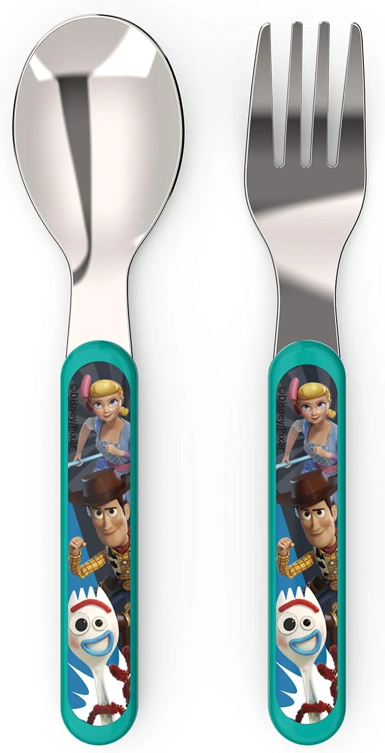 Zak Designs 5-Piece Dinnerware Set, Disney and Pixar Toy Story 4 - Durable Plastic & Stainless Steel - Includes Water Bottle, 8-Inch Plate, 6-Inch Bowl, Fork & Spoon - Suitable for Kids Ages 3 