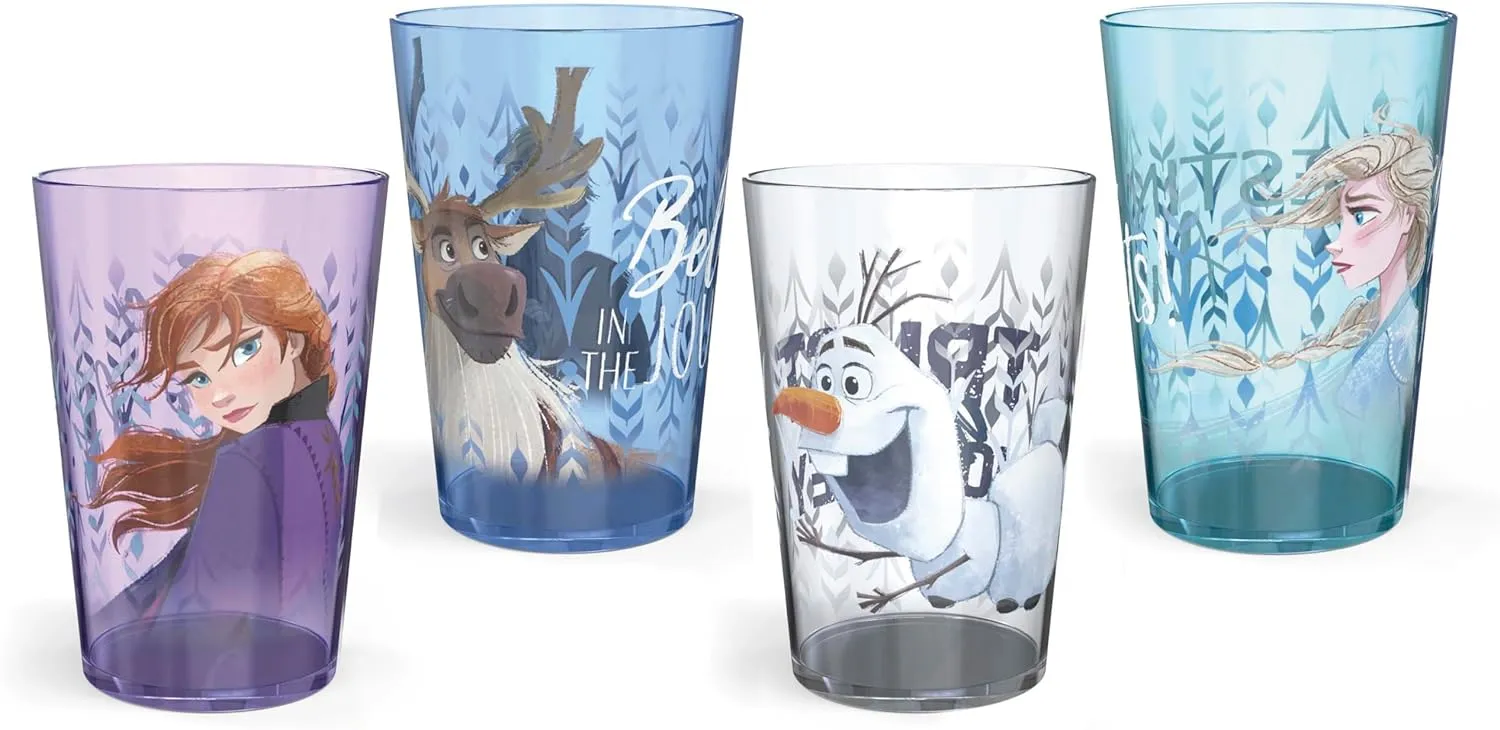 Zak Designs Disney Frozen 2 Nesting Tumbler Set Includes Durable Plastic Cups, Fun Drinkware is Perfect for Kids, 4pk (14.5oz, Anna & Elsa & Olaf)