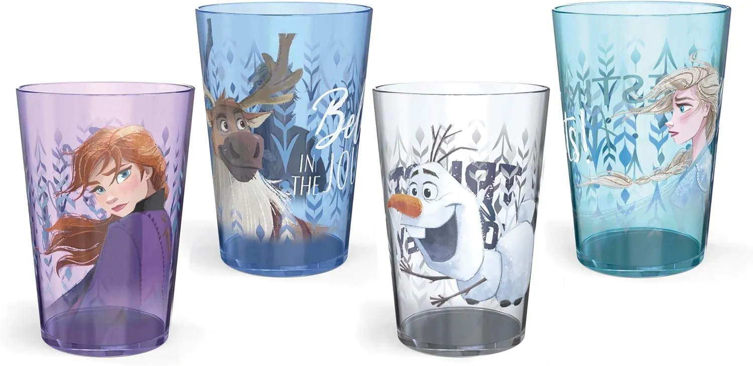 Zak Designs Disney Frozen 2 Nesting Tumbler Set Includes Durable Plastic Cups, Fun Drinkware is Perfect for Kids, 4pk (14.5oz, Anna & Elsa & Olaf)