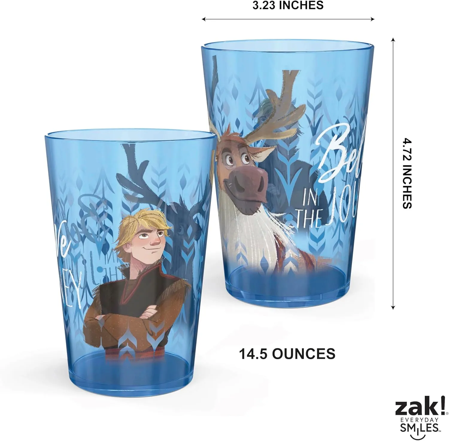 Zak Designs Disney Frozen 2 Nesting Tumbler Set Includes Durable Plastic Cups, Fun Drinkware is Perfect for Kids, 4pk (14.5oz, Anna & Elsa & Olaf)
