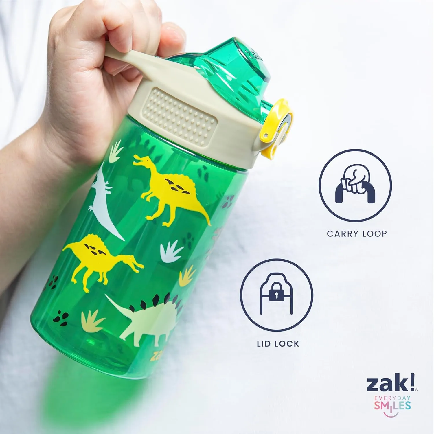 Zak Designs DreamWorks Gabby's Dollhouse Sage Kids Water Bottle For School or Travel, 16oz Durable Plastic Water Bottle With Straw and Leak-Proof, Pop-Up Spout Cover, 2-Pack Set (The Gabby Cats)