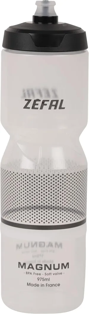 ZEFAL Magnum Large Capacity, Reusable Bike/Mountain Bike and Sports Bottle, BPA-Free – Soft Water Bottle with Screw Lid – Made in France – Black (Translucent), 975 ml