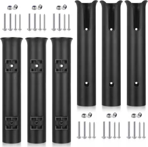 Zhanmai 6 Pcs Fishing Rod Holder Bracket Portable Boat Side Mount Tool Holder Tube Wall Mounted Fishing Pole Holders Fishing Rod Rack with Screws for Boat Kayak Fishing Cooler Trailer, Black