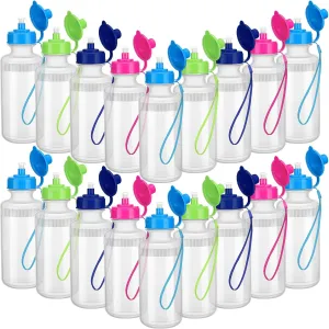 Zubebe 36 Pcs Sport Water Bottles Bulk 21 oz Squeeze Reusable BPA-Free Plastic Water Bottle with Nylon Strap Leak Proof Blank DIY Cup for School Football Team Beach Summer Grad Gift